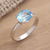 Blue topaz solitaire ring, 'Pacific Glory' - Fair Trade Blue Topaz Solitaire Ring 2 cts (image 2b) thumbail