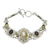 Cultured pearl and garnet filigree bracelet, 'Kintamani Lady' - Balinese Pearl and Gemstone Silver Lace Bracelet (image 2a) thumbail