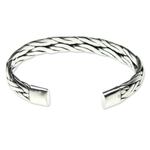 Sterling silver cuff bracelet, 'Singaraja Weave' - Braided Sterling Silver Cuff Bracelet from Bali