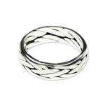 Sterling silver band ring, 'Singaraja Weave' - Unisex Braided Sterling Silver Ring from Bali