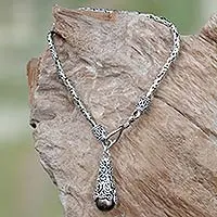 Pulsera con dijes de perlas cultivadas, 'Brown Arabesque Dewdrop' - Pulsera con dijes de plata de ley y perlas cultivadas marrones