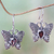 Garnet dangle earrings, 'Enchanted Butterfly' - Handcrafted Sterling Silver and Garnet Butterfly Earrings (image 2) thumbail