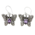 Amethyst dangle earrings, 'Enchanted Butterfly' - Handcrafted Indonesian Silver and Amethyst Earrings thumbail