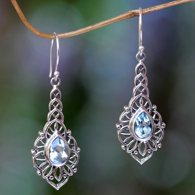 Blue topaz dangle earrings, 'Rapture' - Blue Topaz and Sterling Silver Handcrafted Earrings