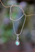 Sterling silver flower necklace, 'Plumeria Paradise' - Sterling Silver Flower Necklace with Recon Turquoise (image 2) thumbail