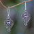 Amethyst dangle earrings, 'Hibiscus Dew' - Earrings Handcrafted in Sterling Silver and Amethyst (image 2) thumbail