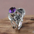 Amethyst flower ring, 'Frangipani Bouquet' - Fair Trade Floral Amethyst and Silver Ring (image p219698) thumbail