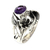 Amethyst flower ring, 'Frangipani Bouquet' - Fair Trade Floral Amethyst and Silver Ring thumbail
