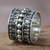 Sterling silver band ring, 'Moon Journey' - Balinese Handcrafted Wide Silver Band Ring (image 2) thumbail
