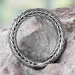 Sterling silver band ring, 'Dragon Lady' - Braided Silver Band Ring