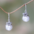 Cultured pearl dangle earrings, 'Plumeria Moon' - Fair Trade White Pearl Dangle Earrings (image 2) thumbail