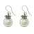 Cultured pearl dangle earrings, 'Plumeria Moon' - Fair Trade White Pearl Dangle Earrings thumbail