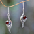 Garnet dangle earrings, 'Treasure' - Bali Fair Trade jewellery Sterling Silver and Garnet Earring thumbail