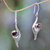 Garnet dangle earrings, 'Treasure' - Bali Fair Trade jewellery Sterling Silver and Garnet Earring (image 2b) thumbail