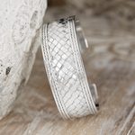 Sterling silver cuff bracelet, 'Pandan Weaving' - Hand Woven Sterling Silver Cuff Bracelet