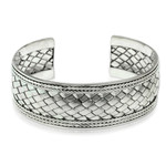 Sterling silver cuff bracelet, 'Pandan Weaving' - Hand Woven Sterling Silver Cuff Bracelet