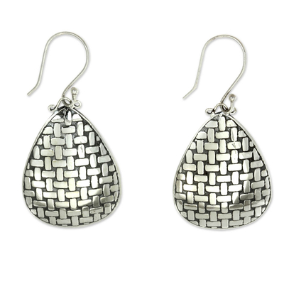 Sterling silver dangle earrings, 'Bamboo Tear' - Fair Trade Silver Dangle Earrings