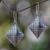 Sterling silver dangle earrings, 'Bamboo Diamond' - Fair Trade Sterling Silver Earrings thumbail