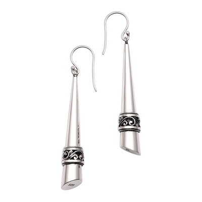 Sterling silver dangle earrings, 'Modern Paths' - Fair Trade Silver Dangle Earrings
