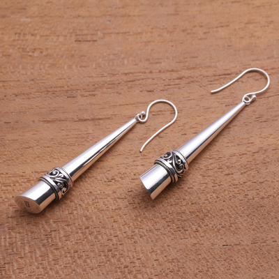 Sterling silver dangle earrings, 'Modern Paths' - Fair Trade Silver Dangle Earrings