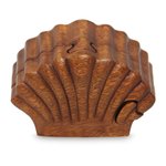 Wood puzzle box, 'Clam Shell' - Hand Carved Seashell Decorative Box