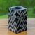 Ceramic tealight holder, 'Black Cloud Bamboo' - Javanese Black Terracotta Candleholder