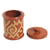 Jarra de cerámica - Tarro y tapa de terracota marrón indonesio hechos a mano.