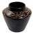 Decorative ceramic vase, 'Midnight Forest' - Leaf Motif Javanese Black Terracotta Ceramic Vase