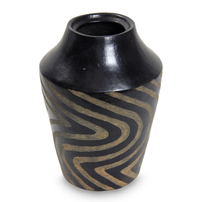 Jarrón decorativo de cerámica - Jarrón de cerámica hecho a mano de terracota negra javanesa
