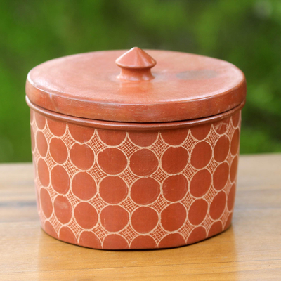 Jarra de cerámica - Tarro y tapa de terracota artesanal marrón