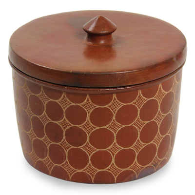 Brown Handcrafted Terracotta Jar and Lid