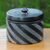 Ceramic jar, 'Zebra Swirl' - Indonesian Handcrafted Swirl-Design Black Ceramic Jar thumbail