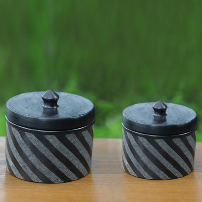 Keramikgläser, (Paar) - Von Hand gefertigte schwarze Keramikgläser (Paar)