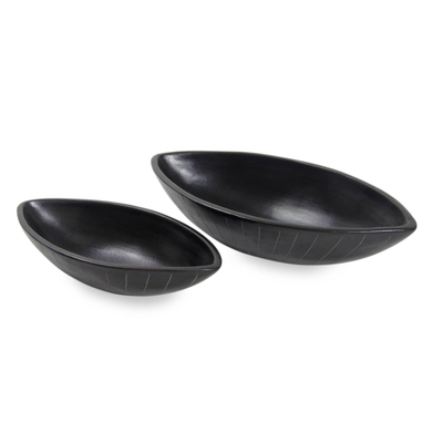 Keramik-Servierschalen, (Paar) - Von Hand gefertigte schwarze Keramik-Servierschalen (Paar)