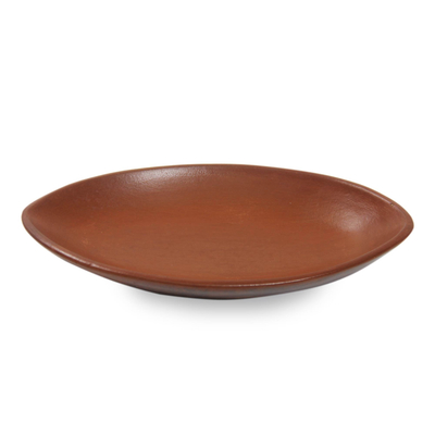 Ceramic serving plate, 'Perahu' - Handcrafted Terracota Ceramic Serving Plate