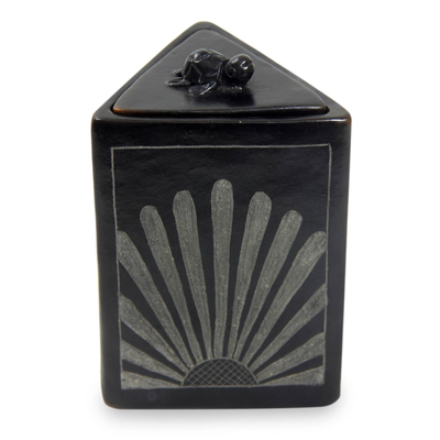 Black Ceramic Triangle Jar Crafted by Hand