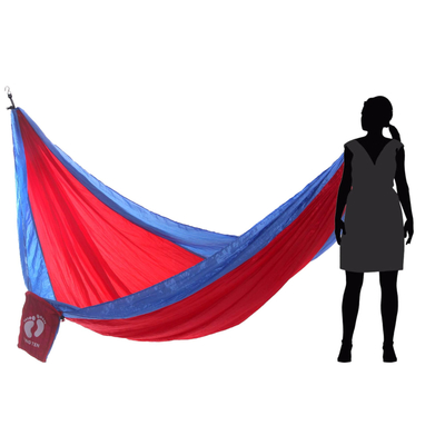Hang Ten Fallschirmhängematte, (einzeln) - Feurige rote Fallschirm-Hängematte in Einzelgröße mit Aufhängehaken