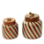 Ceramic jars, 'Lucky Frogs in Brown' (pair) - Handcrafted Ecthed Ceramic Lidded Jars (Pair)