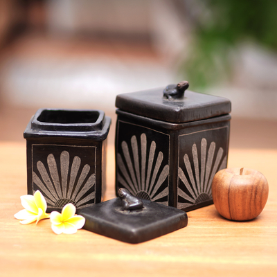 Keramikgläser, (Paar) - Von Hand gefertigte schwarze Keramikgläser (Paar)