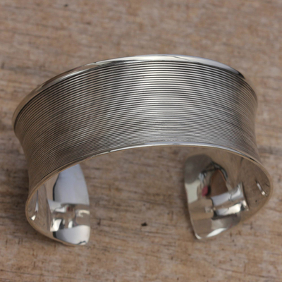 Sterling silver cuff bracelet, 'Modern Classic' - Modern Handcrafted Sterling Cuff