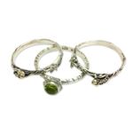 Peridot stacking rings, 'Tree Frog' (set of 3) - Peridot and Sterling Silver Stacking Rings (set of 3)