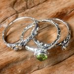 Peridot stacking rings, 'Tree Frog' (set of 3) - Peridot and Sterling Silver Stacking Rings (set of 3)