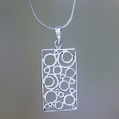 Sterling silver pendant necklace, 'Sea Foam' - Balinese Silver Pendant Necklace