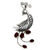 Garnet brooch pin or pendant, 'Peahen in Love' - Silver Bird Brooch Pin-Pendant with Garnets thumbail