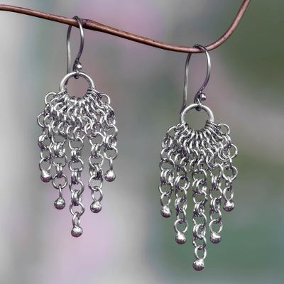 Sterling silver waterfall earrings, 'Genealogy' - Balinese Silver Waterfall Earrings