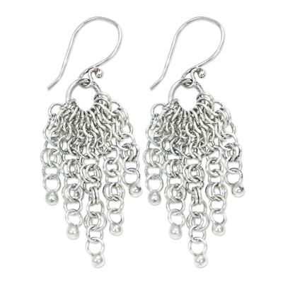 Sterling silver waterfall earrings, 'Genealogy' - Balinese Silver Waterfall Earrings