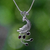 Garnet pendant necklace, 'Peahen in Love' - Silver Bird Necklace with Garnets (image 2) thumbail