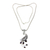 Garnet pendant necklace, 'Peahen in Love' - Silver Bird Necklace with Garnets (image 2a) thumbail