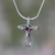 Garnet cross necklace, 'Love and Faith' - Modern Silver and Garnet Cross Necklace thumbail