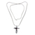Garnet cross necklace, 'Love and Faith' - Modern Silver and Garnet Cross Necklace thumbail